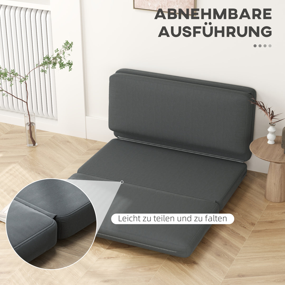 3-in-1-Bodensofa mit Schlaffunktion, teilbar