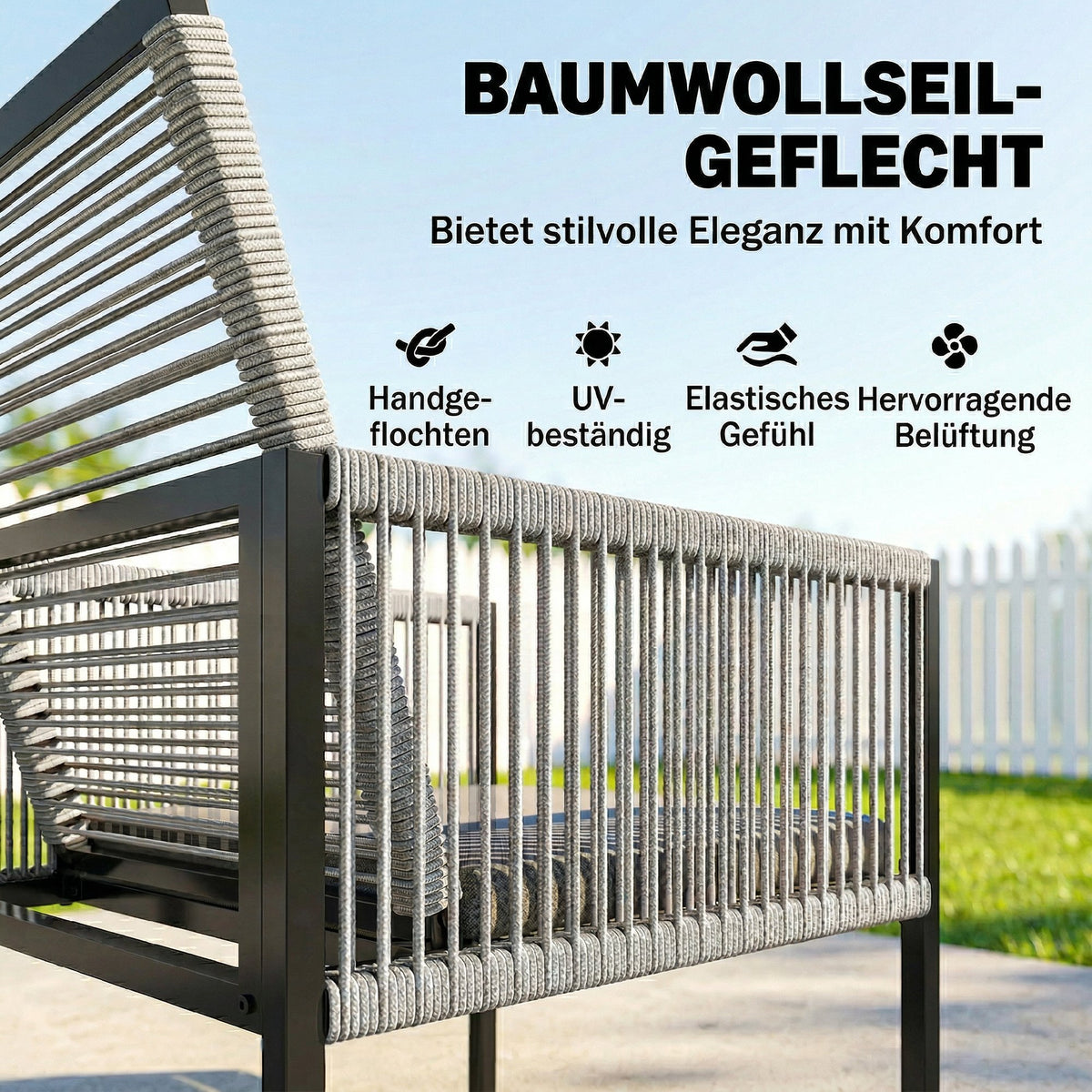 5-teiliges Gartenmöbelset mit Glastisch und Klappstühlen