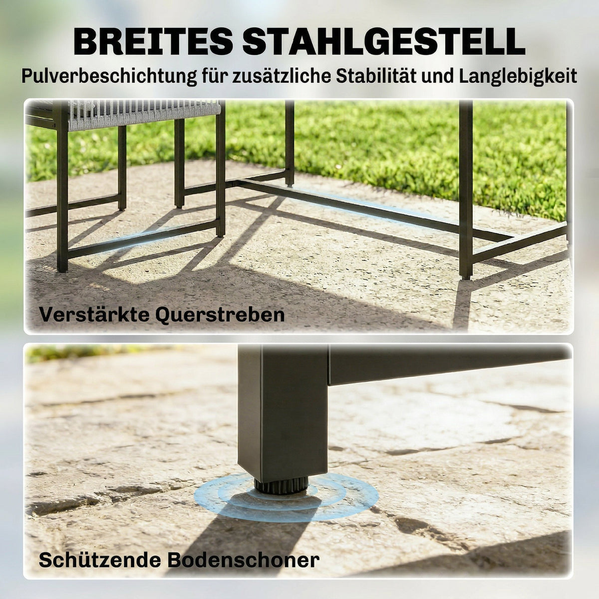 5-teiliges Gartenmöbelset mit Glastisch und Klappstühlen