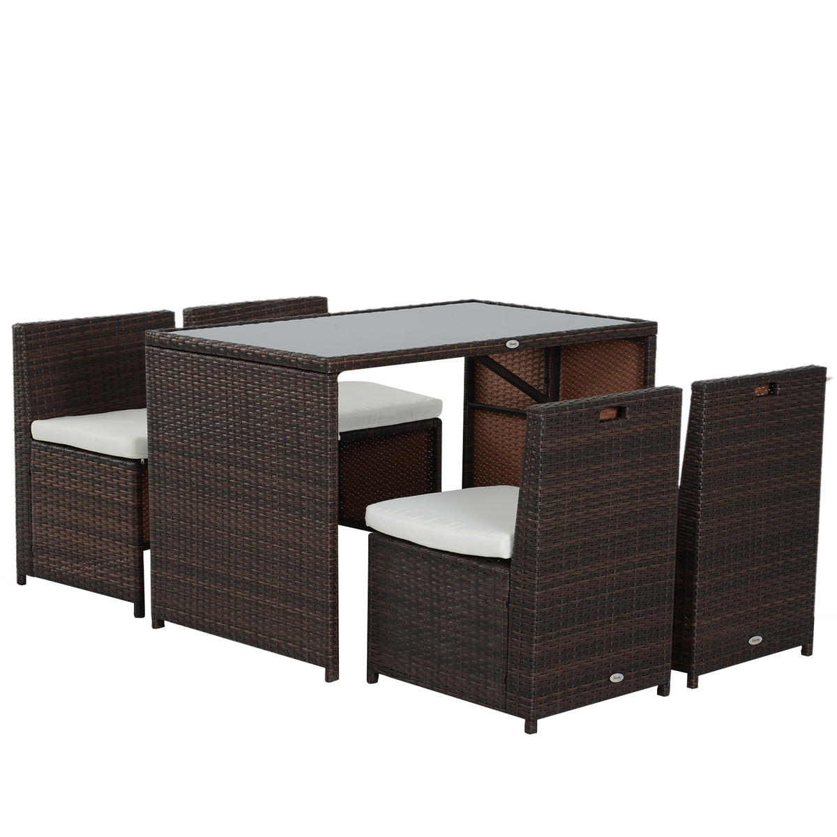 5-teiliges Polyrattan-Gartenmöbel-Set mit Tisch und 4 Stühlen
