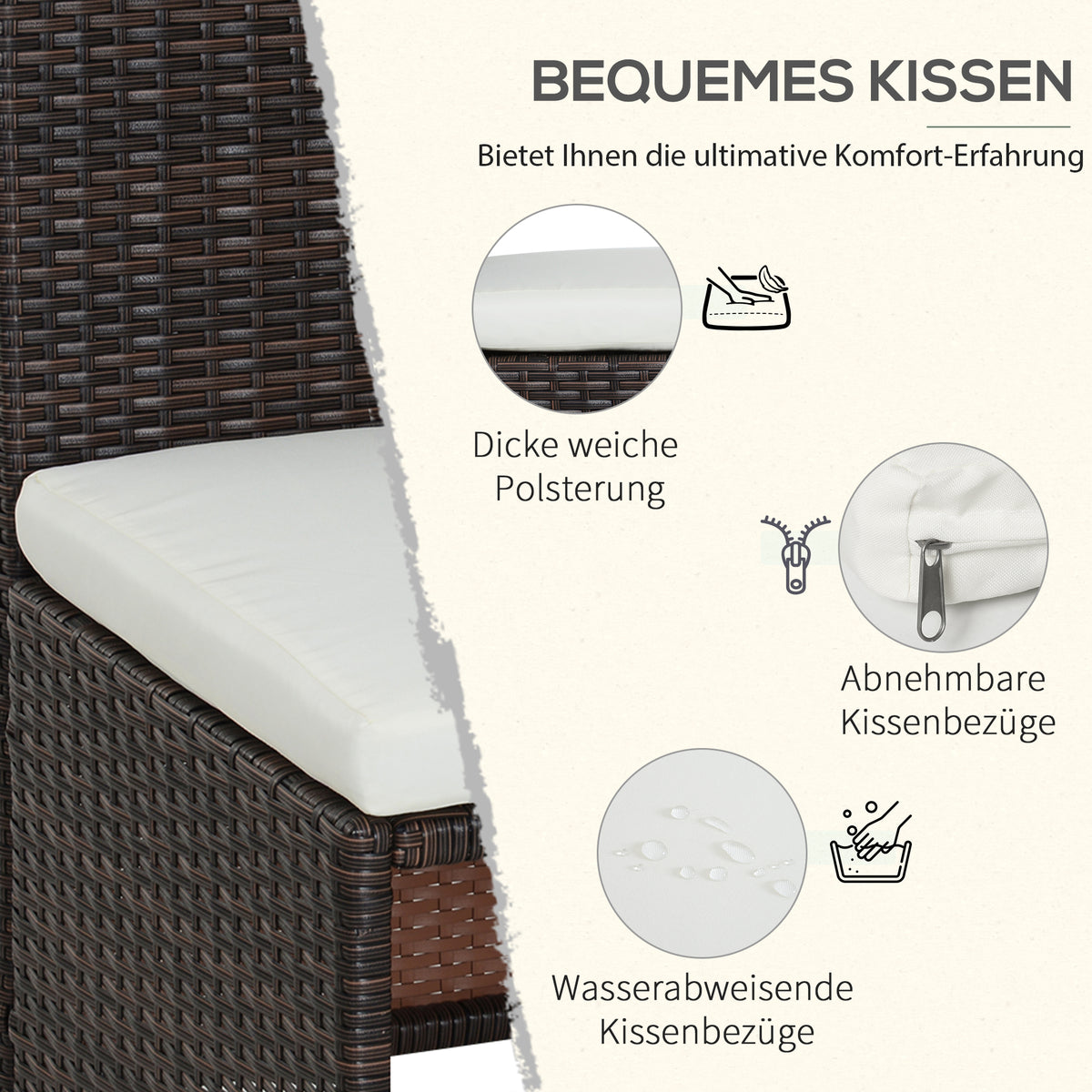 5-teiliges Polyrattan-Gartenmöbel-Set mit Tisch und 4 Stühlen
