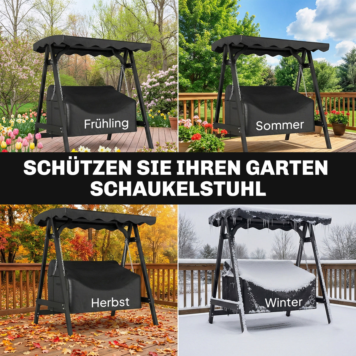 Hollywoodschaukel-Abdeckung mit Reißverschluss und Kordelzug