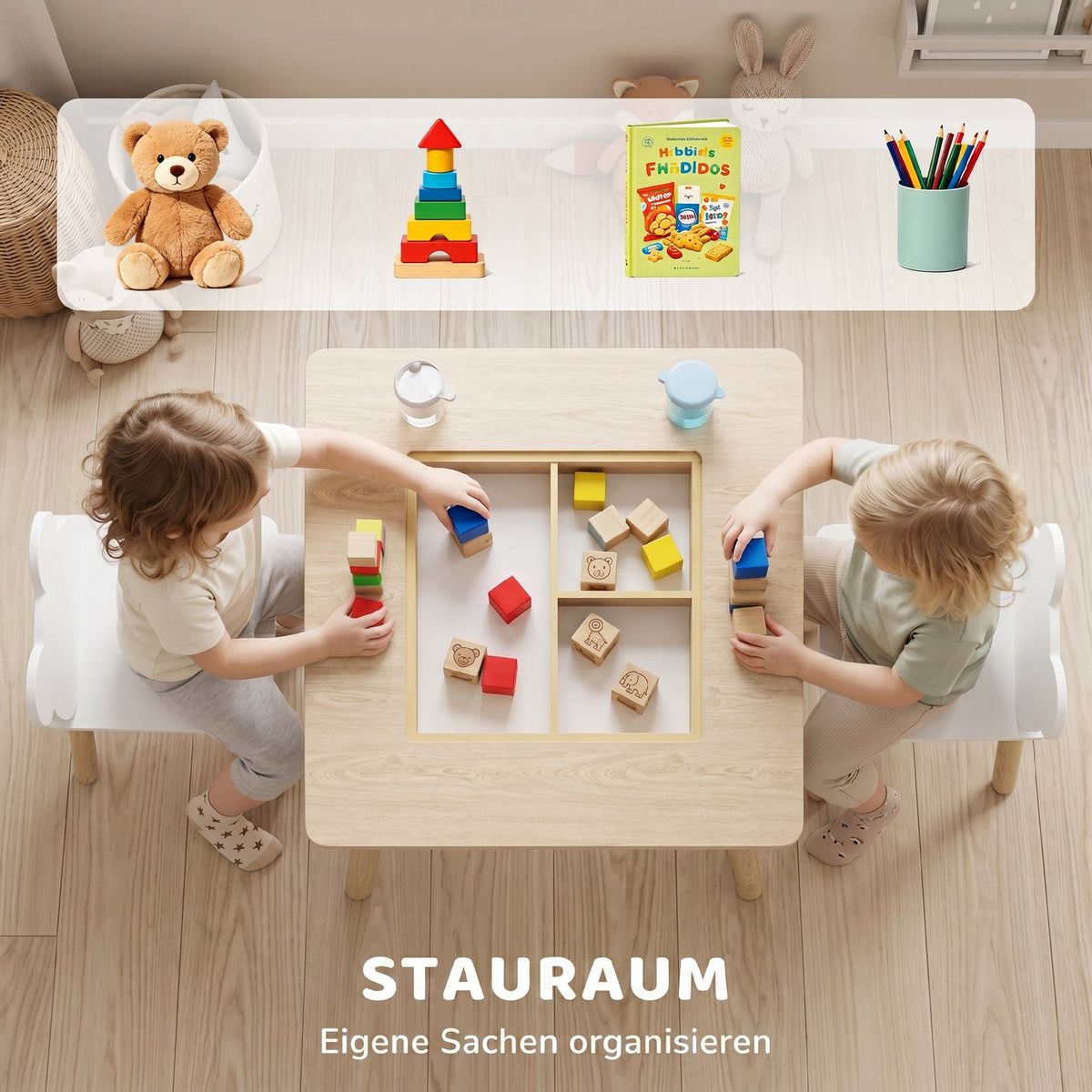Kindersitzgruppe mit Klapptisch und zwei Bärenstühlen
