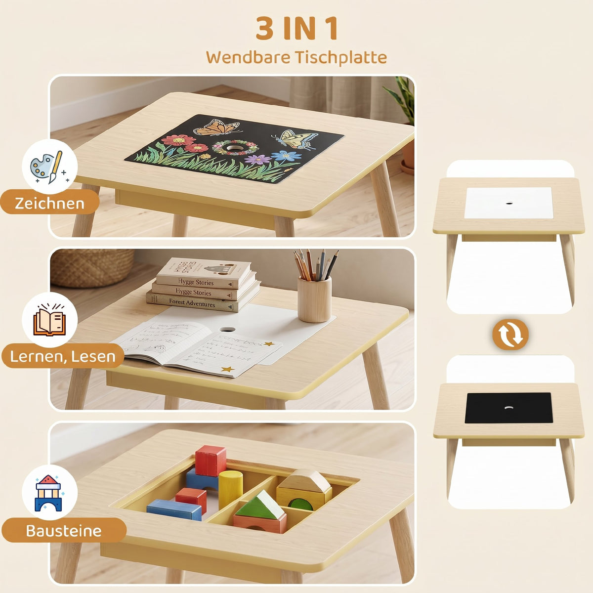 Kindersitzgruppe mit Klapptisch und zwei Bärenstühlen
