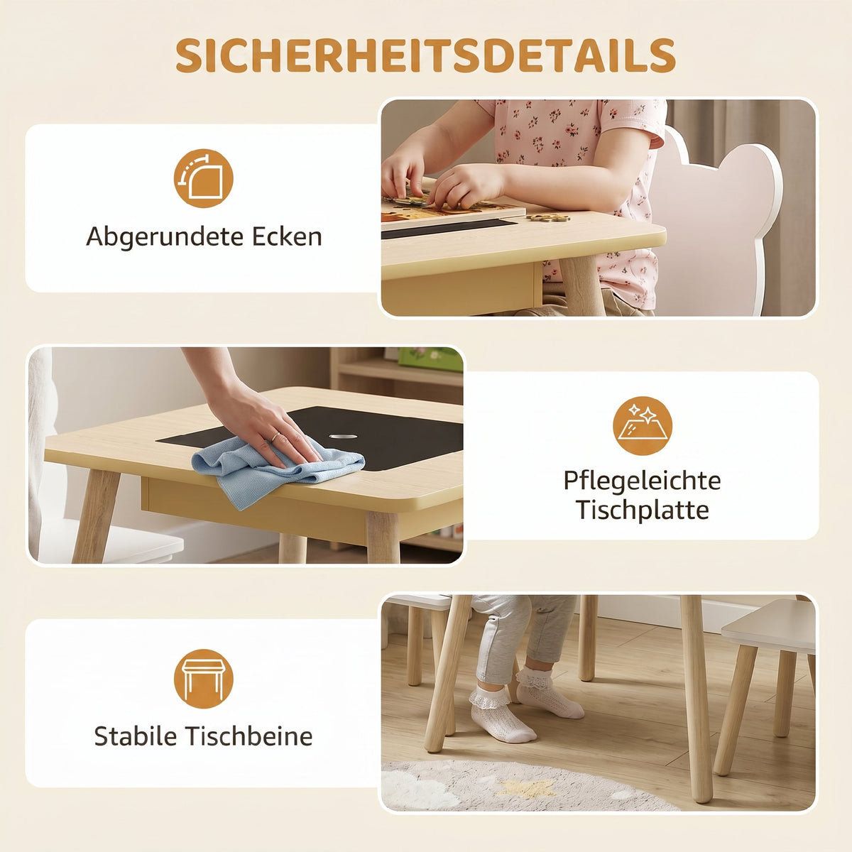 Kindersitzgruppe mit Klapptisch und zwei Bärenstühlen