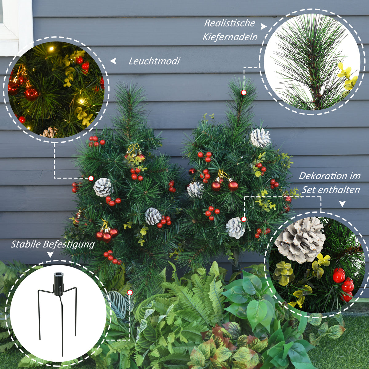 Künstliches Weihnachtsbaum-Set mit LED-Beleuchtung