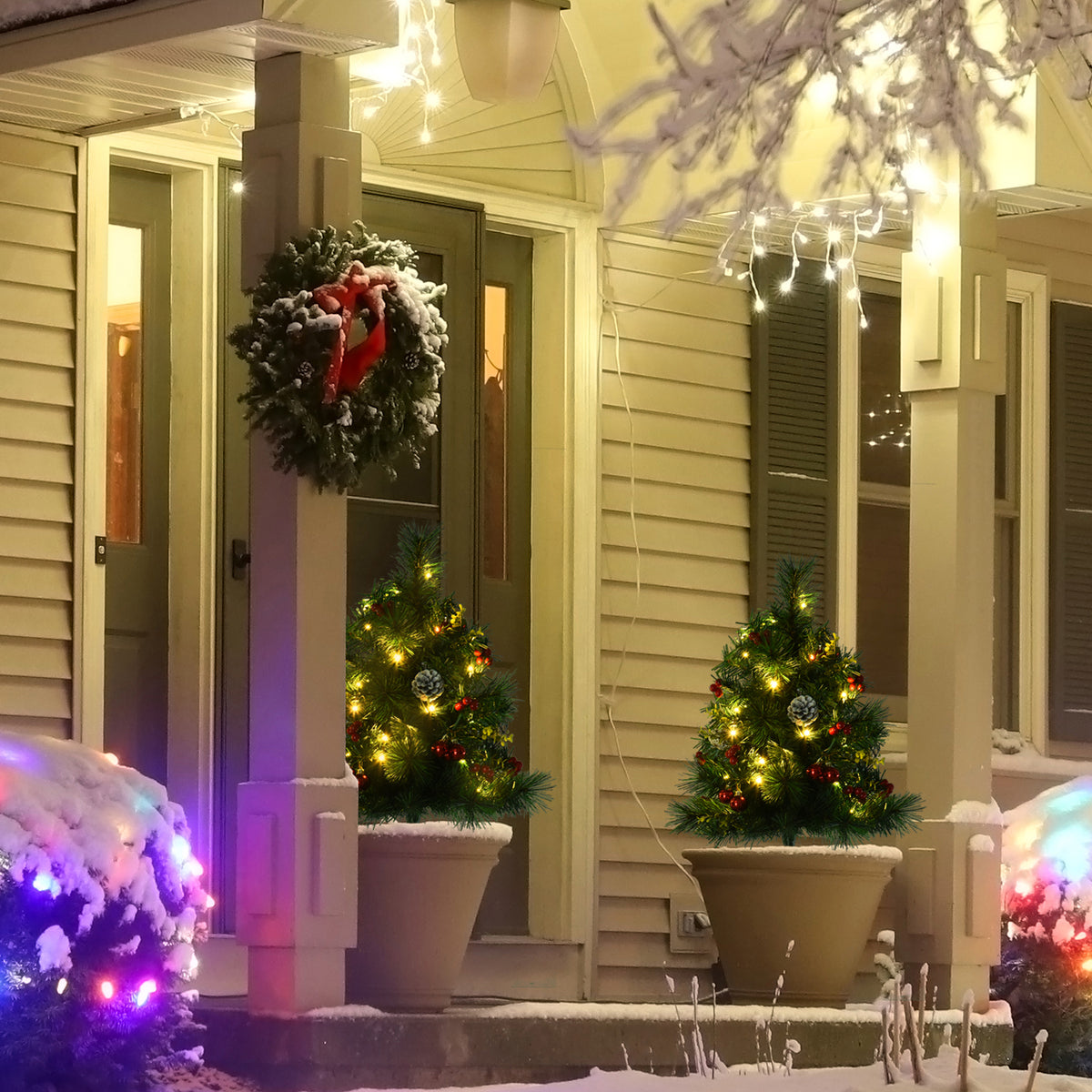 Künstliches Weihnachtsbaum-Set mit LED-Beleuchtung