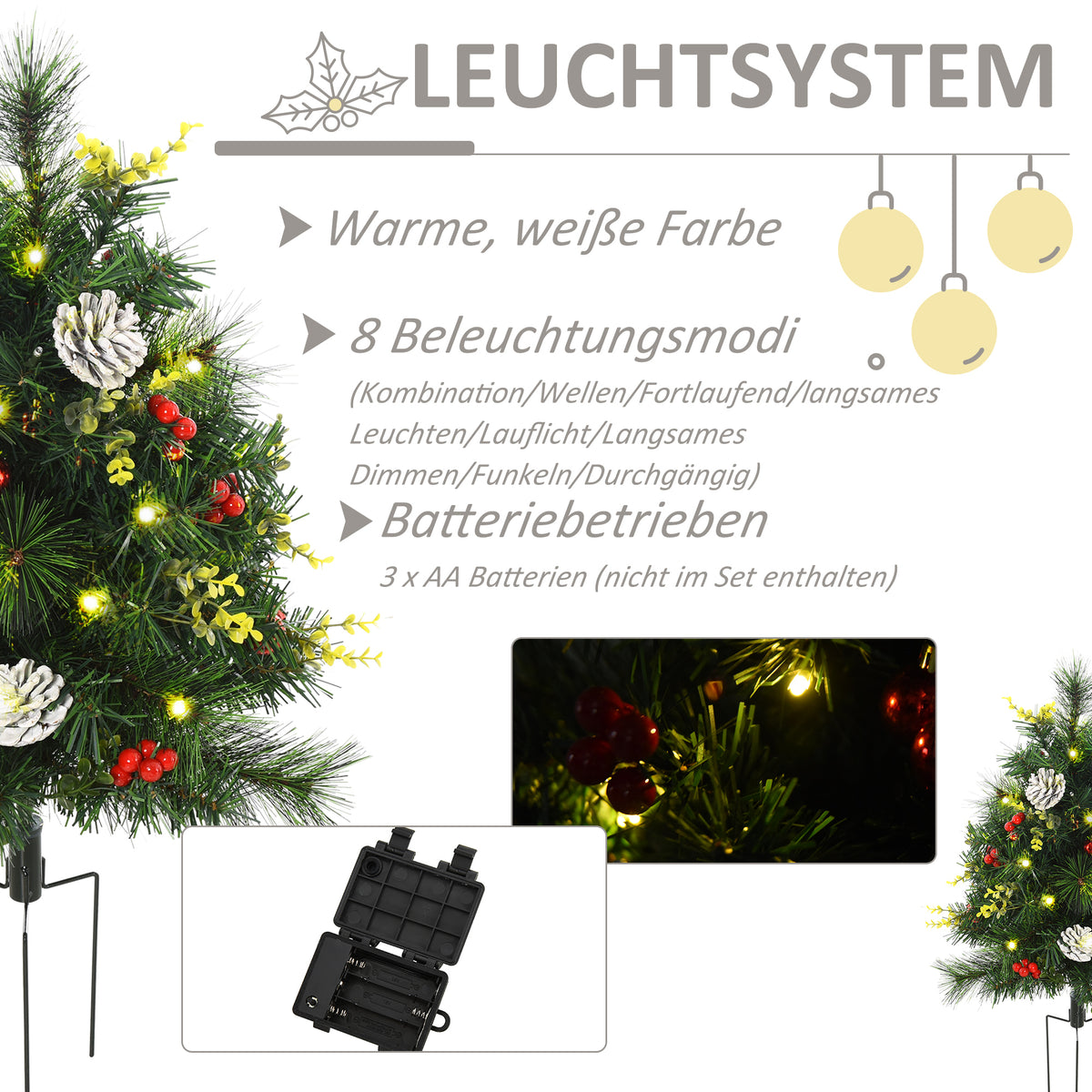Künstliches Weihnachtsbaum-Set mit LED-Beleuchtung