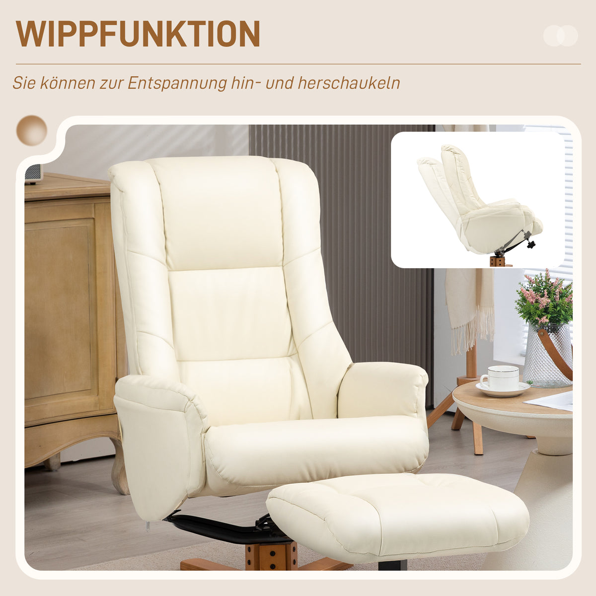 Relaxsessel mit Hocker und Wippfunktion