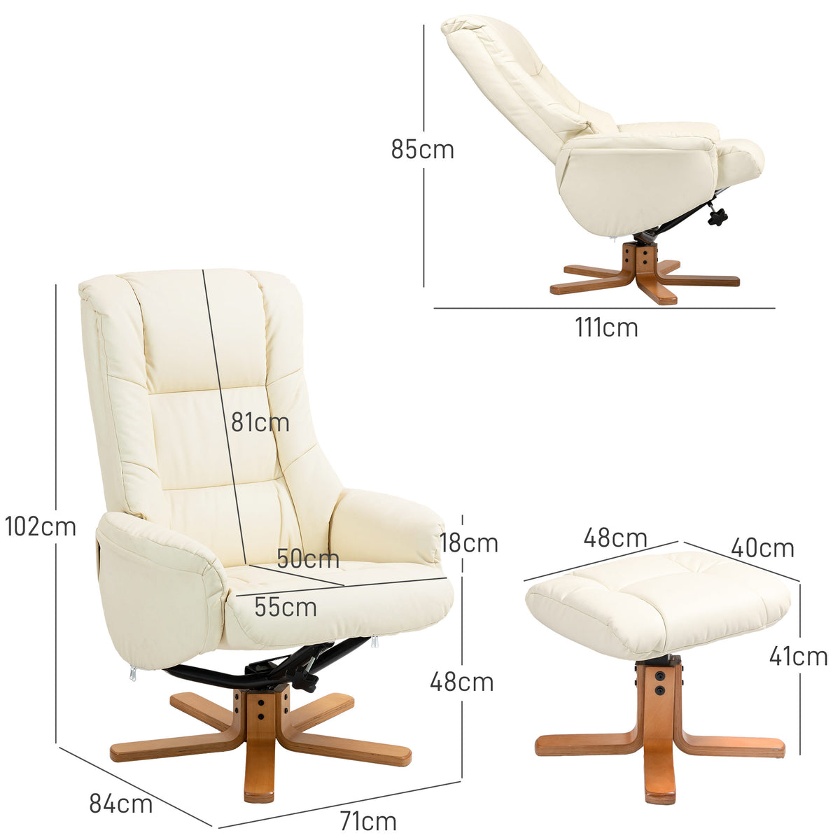 Relaxsessel mit Hocker und Wippfunktion
