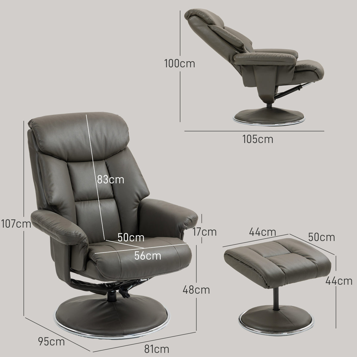 Relaxsessel mit Hocker und Wippfunktion