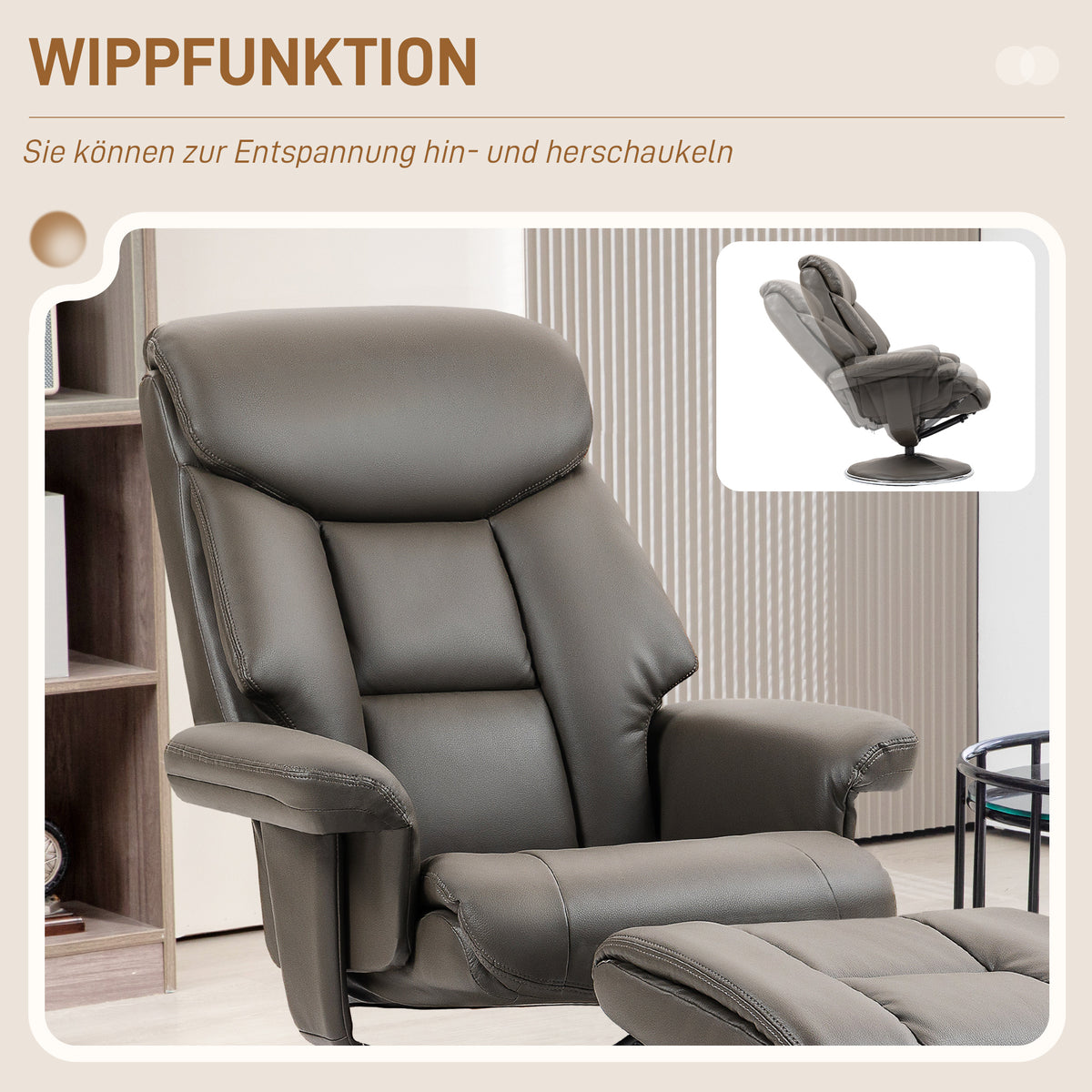 Relaxsessel mit Hocker und Wippfunktion