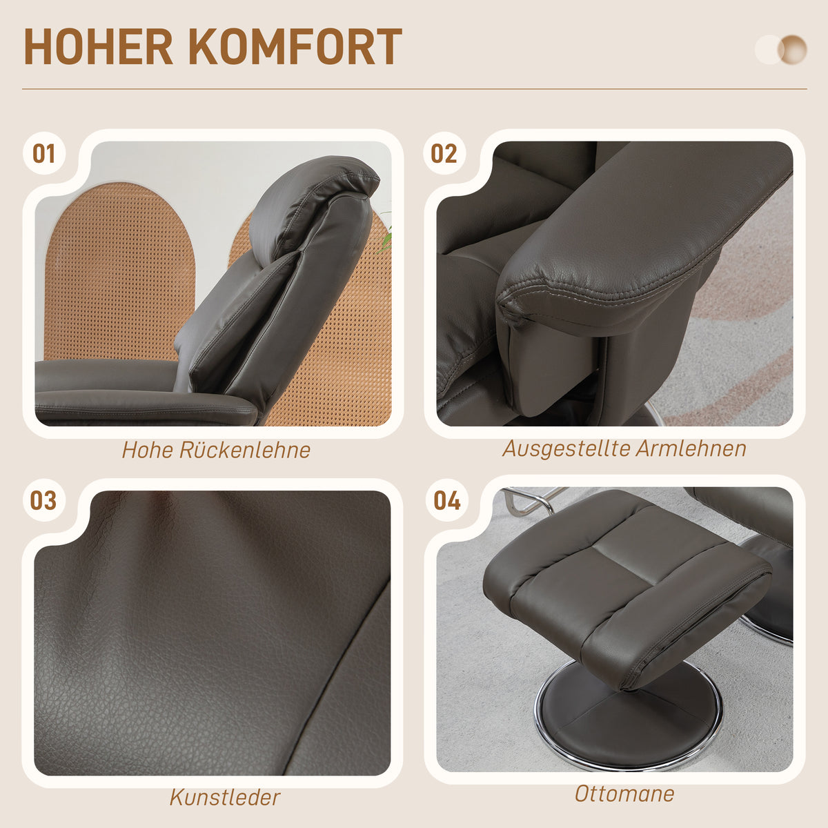 Relaxsessel mit Hocker und Wippfunktion