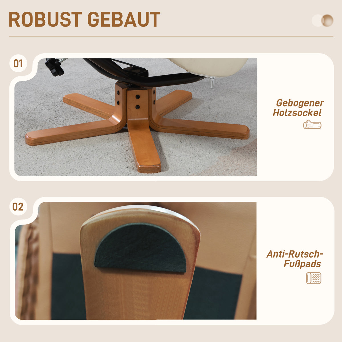 Relaxsessel mit Hocker und Wippfunktion