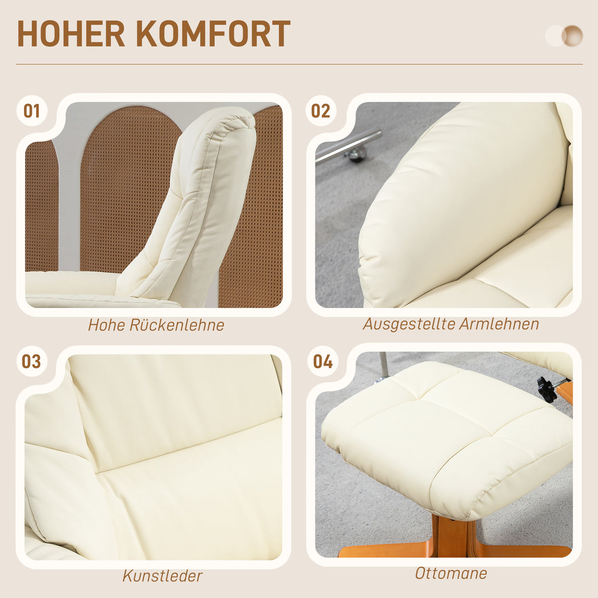 Relaxsessel mit Hocker und Wippfunktion