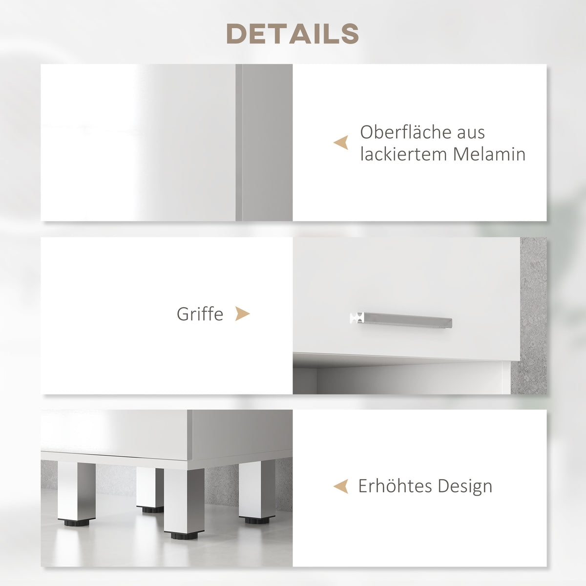Schmaler Badezimmerschrank mit Schublade und Regalen