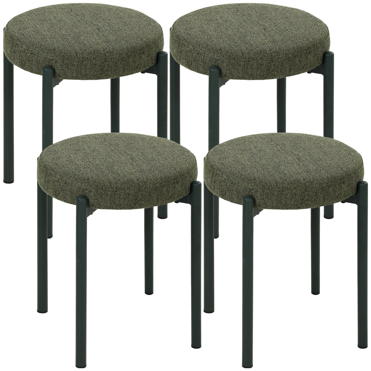 4er-Set Esszimmerhocker, stapelbar, Dunkelgrün