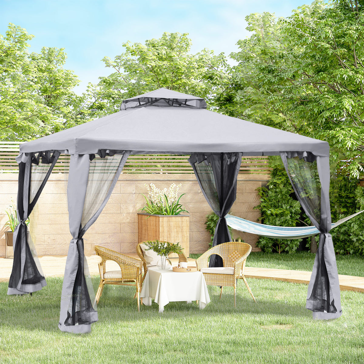 Gartenpavillon mit Doppeldach und Moskitonetz