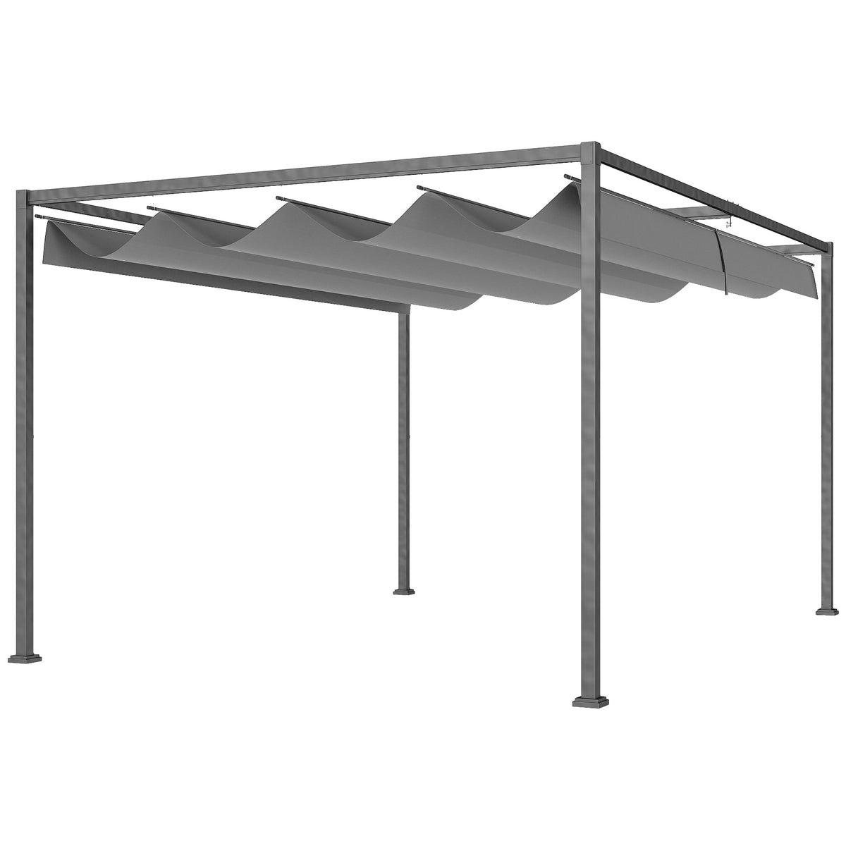Pergola mit verschiebbarem Dach und Metallrahmen