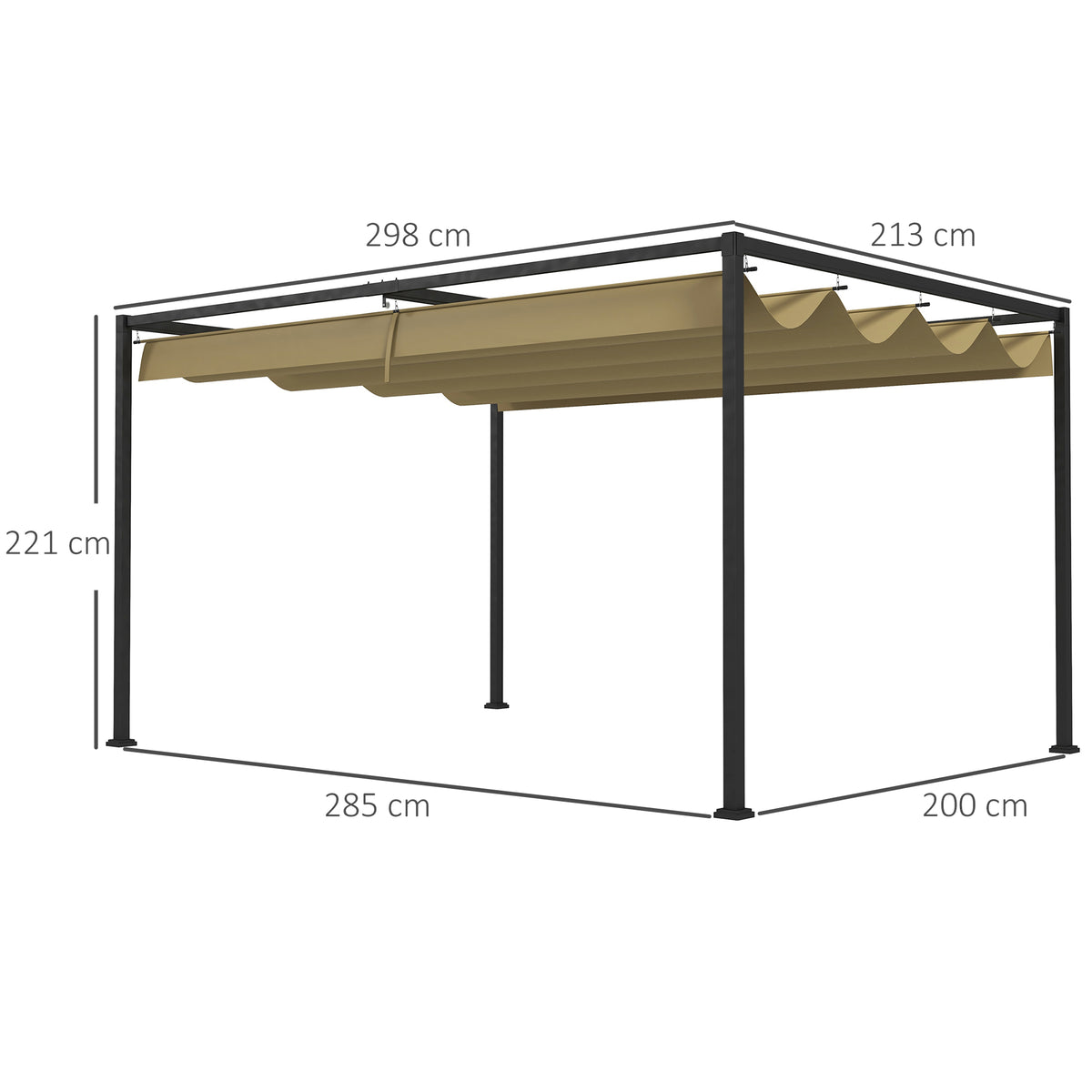 Pergola mit verschiebbarem Dach und Metallrahmen