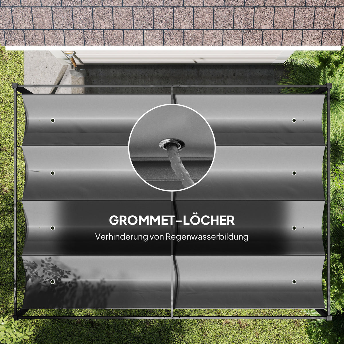 Pergola mit verschiebbarem Dach und Metallrahmen