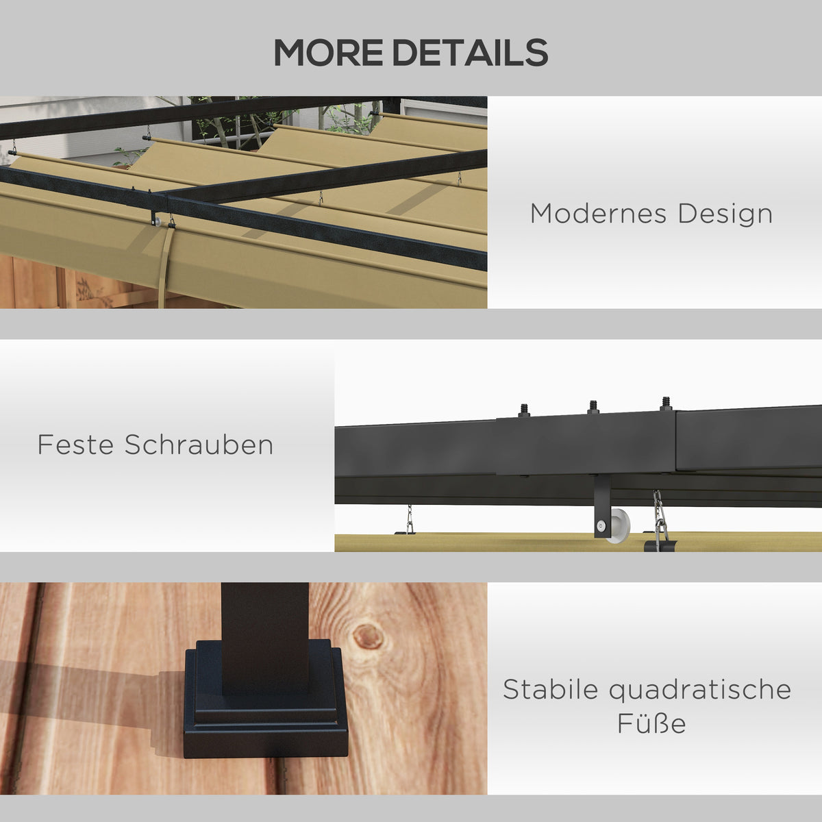 Pergola mit verschiebbarem Dach und Metallrahmen