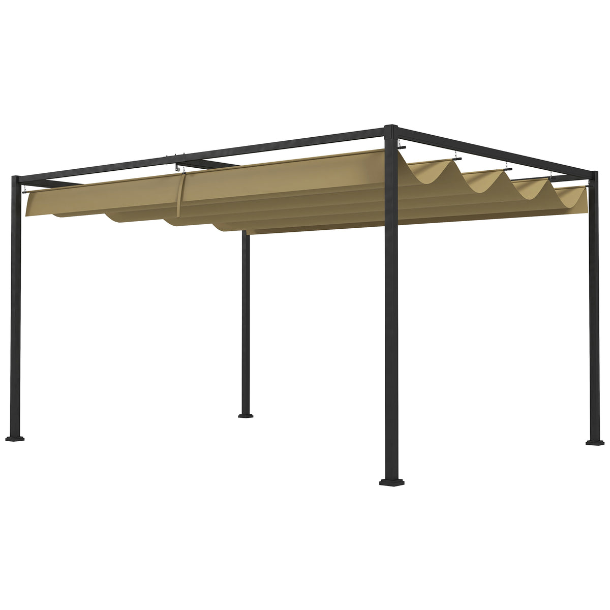 Pergola mit verschiebbarem Dach und Metallrahmen