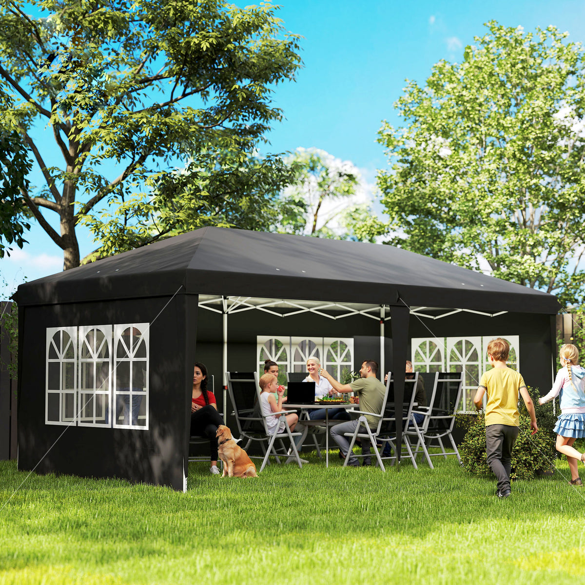 Faltpavillon mit vier abnehmbaren Seitenwänden