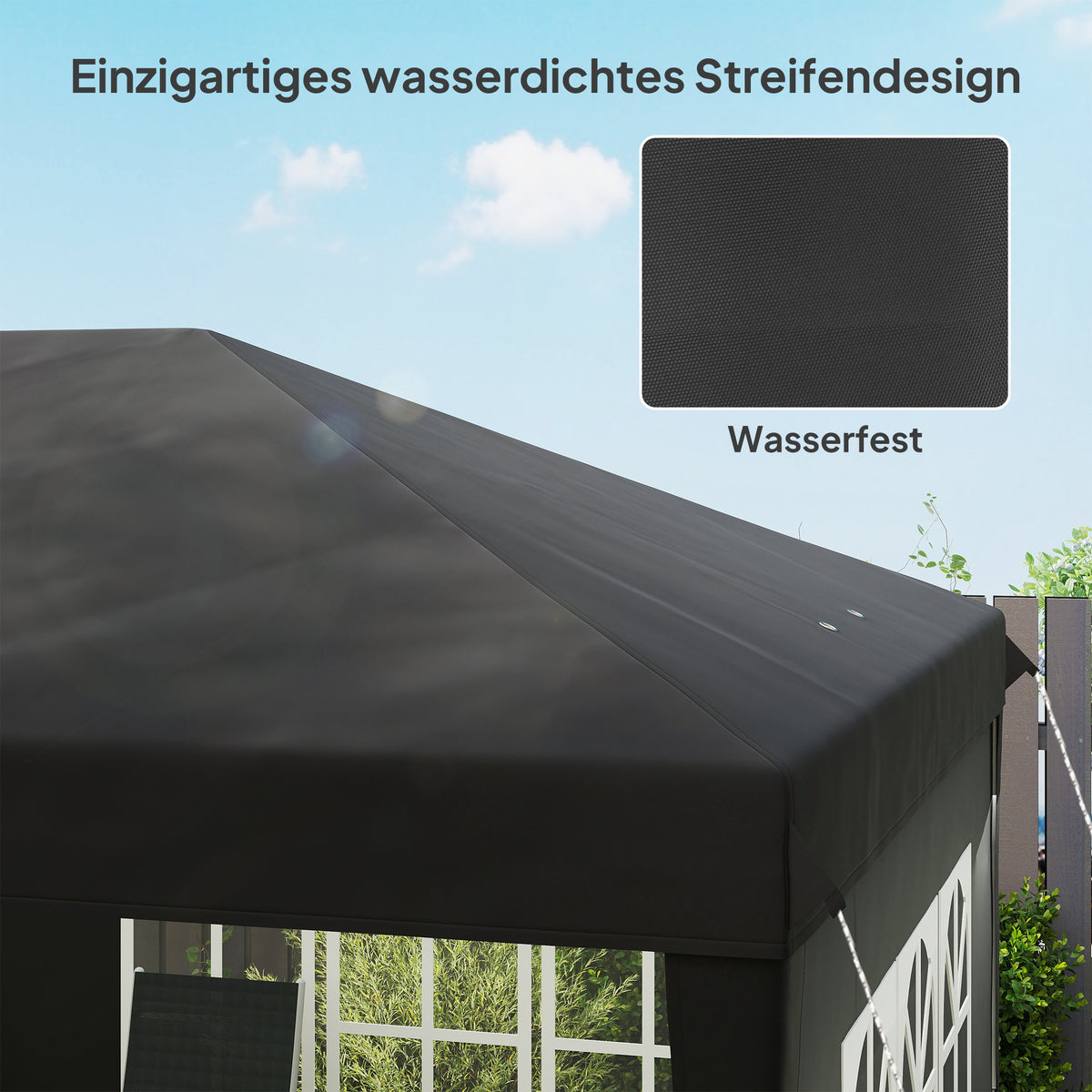 Faltpavillon mit vier abnehmbaren Seitenwänden