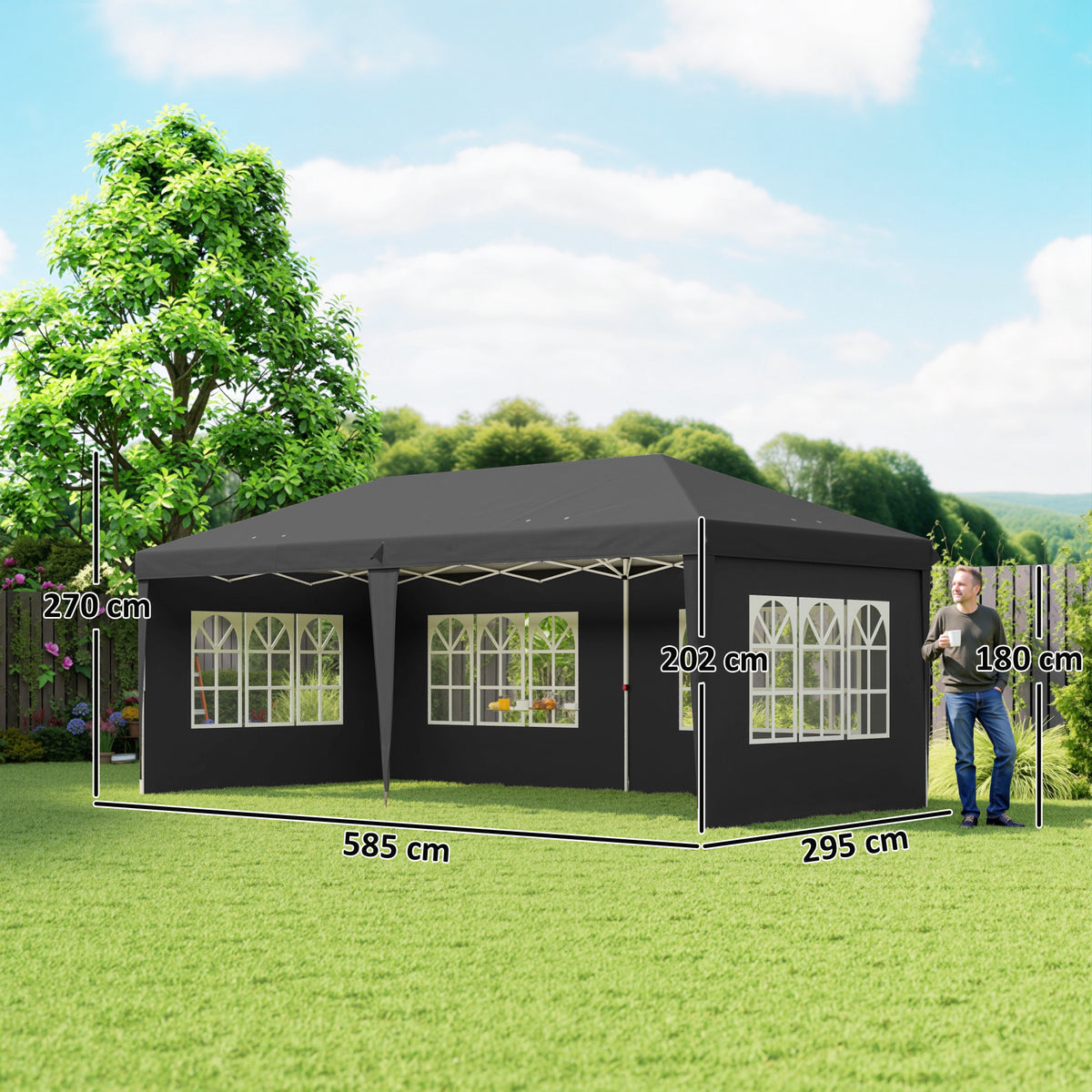 Faltpavillon mit vier abnehmbaren Seitenwänden