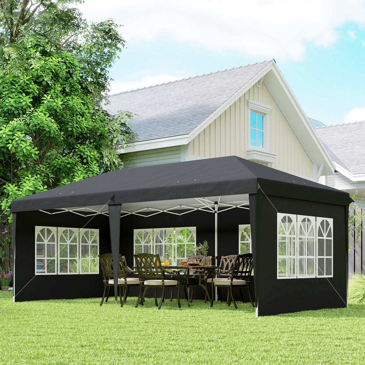 Faltpavillon mit vier abnehmbaren Seitenwänden