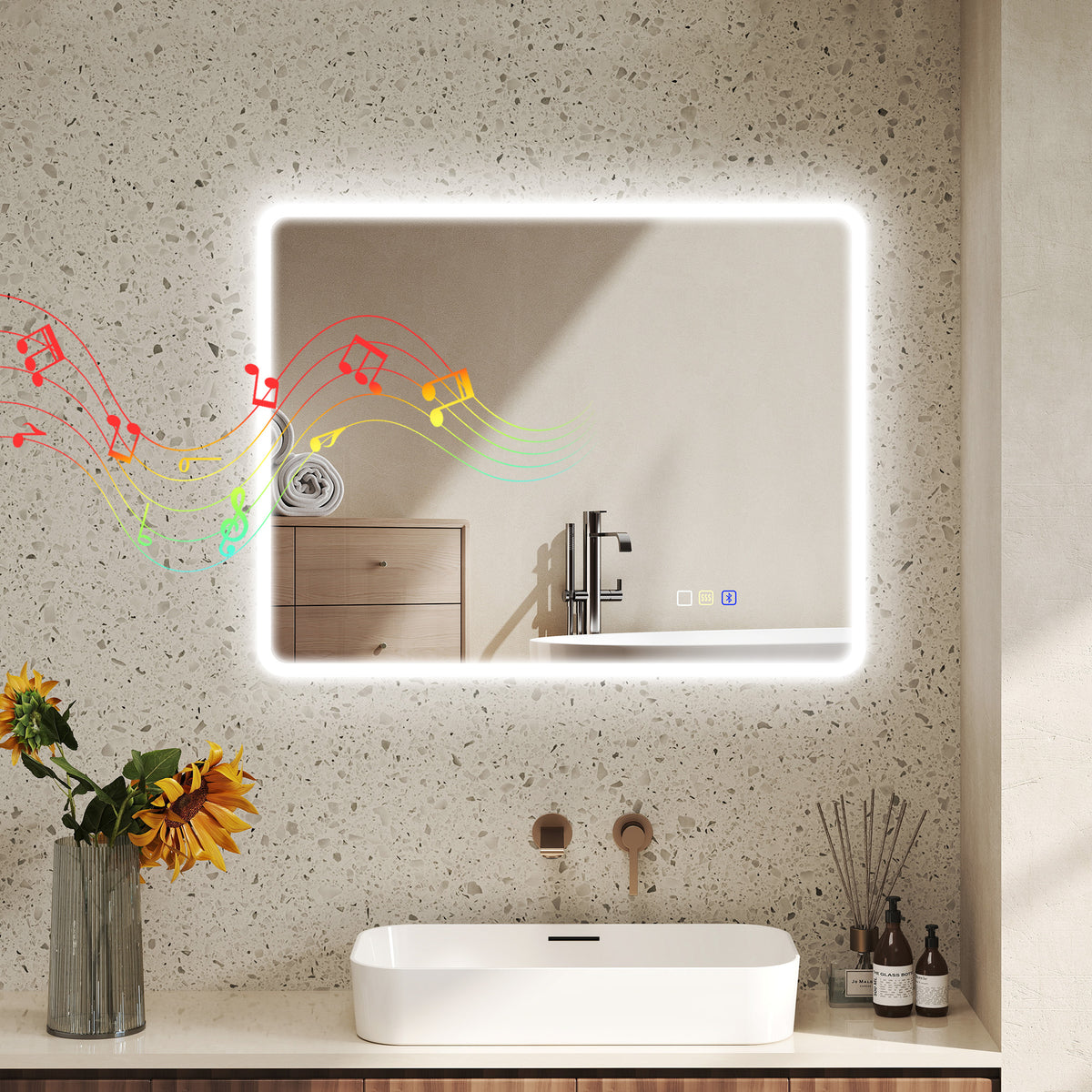 LED-Badezimmerspiegel mit Bluetooth und Anti-Beschlag