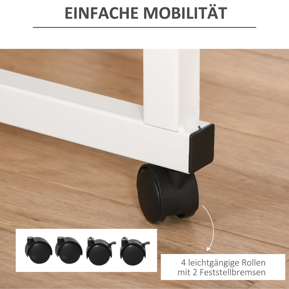 Höhenverstellbarer C-Beistelltisch mit Rollen