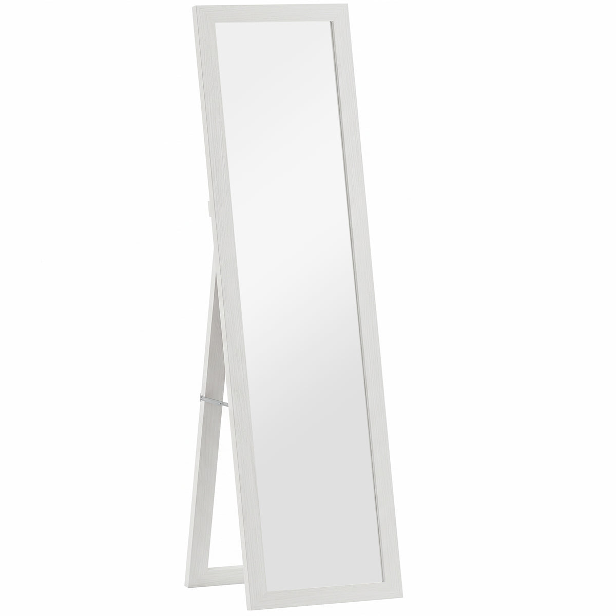 Weißer Standspiegel mit Holzmaserung