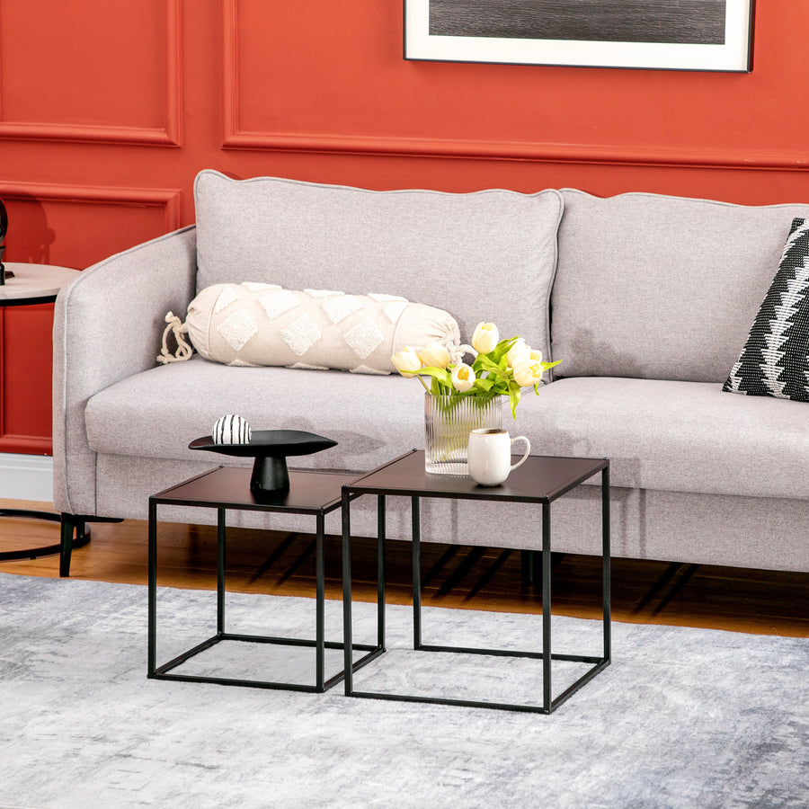 Couchtisch-Set aus Stahl, 2 Satztische