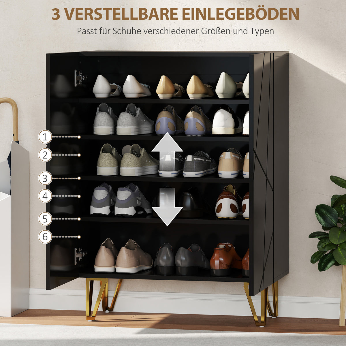 Schuhschrank mit verstellbaren Einlegeböden
