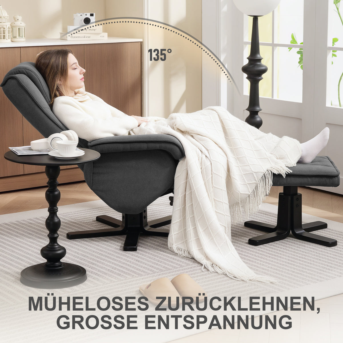 Relaxsessel mit Fußhocker und 360°-Drehfunktion