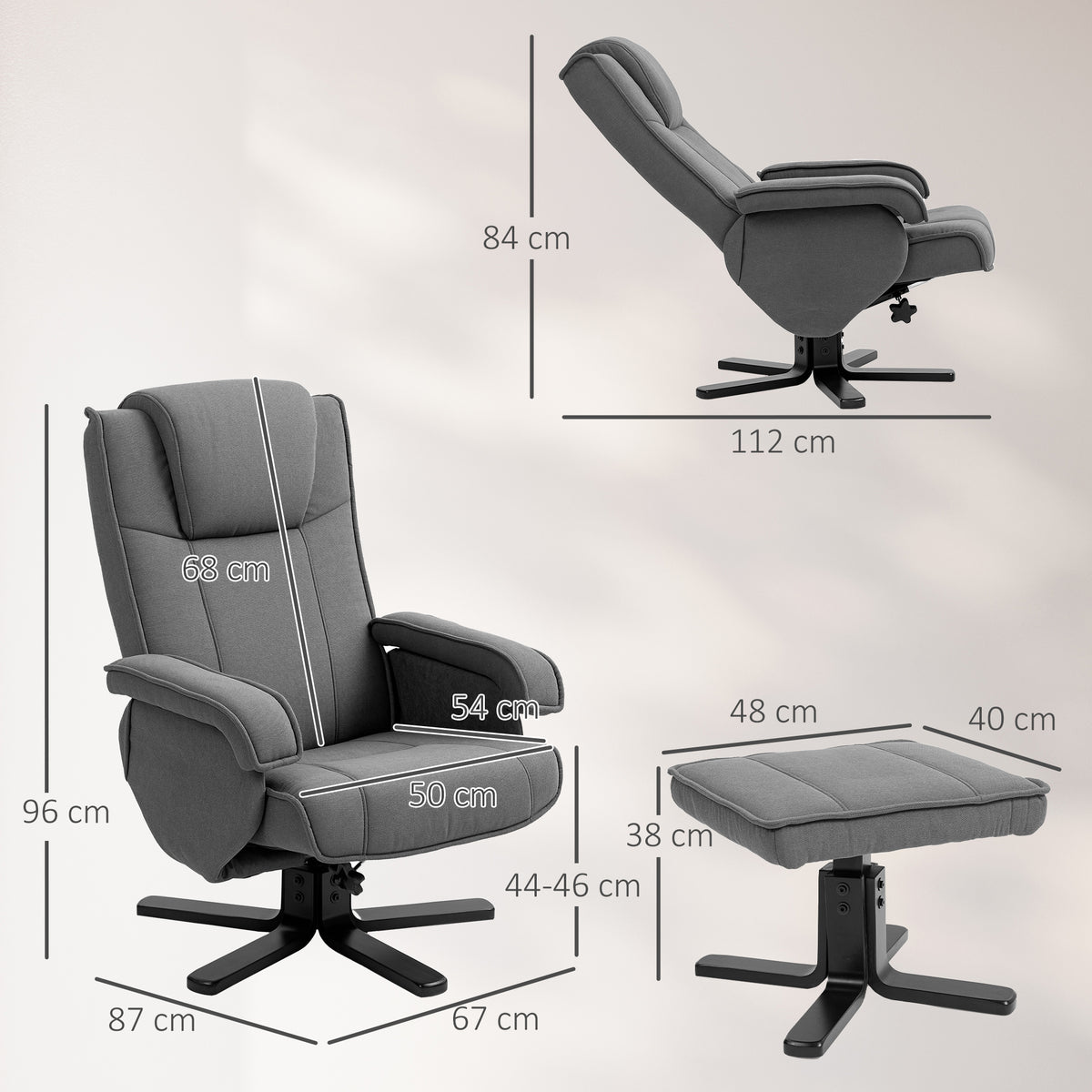 Relaxsessel mit Fußhocker und 360°-Drehfunktion