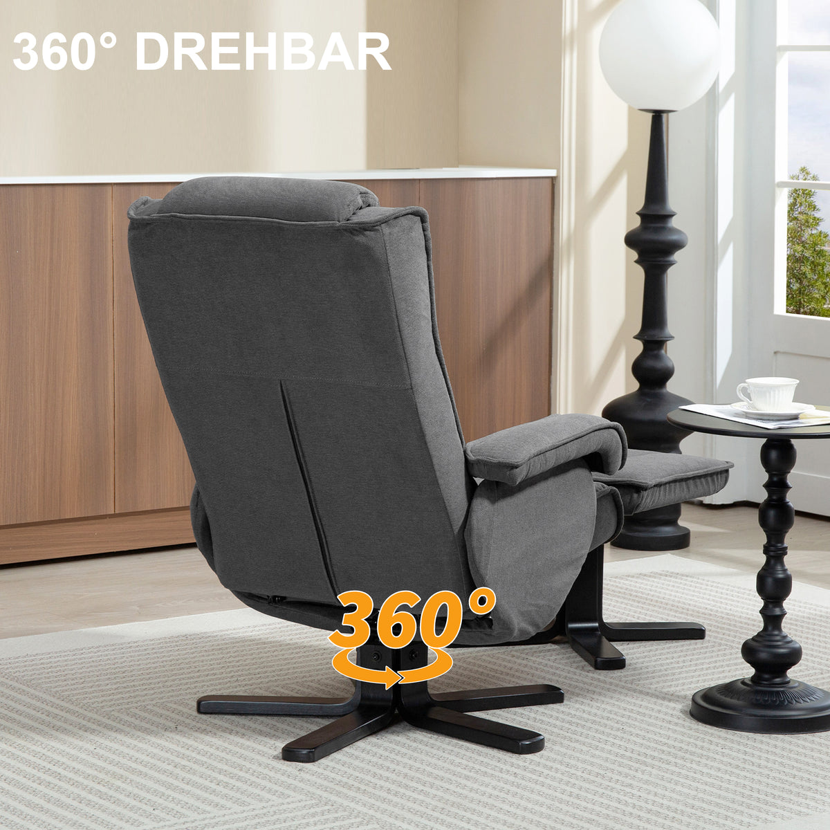 Relaxsessel mit Fußhocker und 360°-Drehfunktion