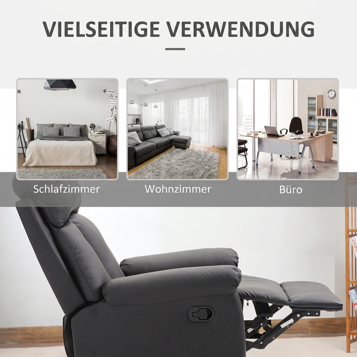 Manueller Relaxsessel aus Kunstleder mit Liegefunktion