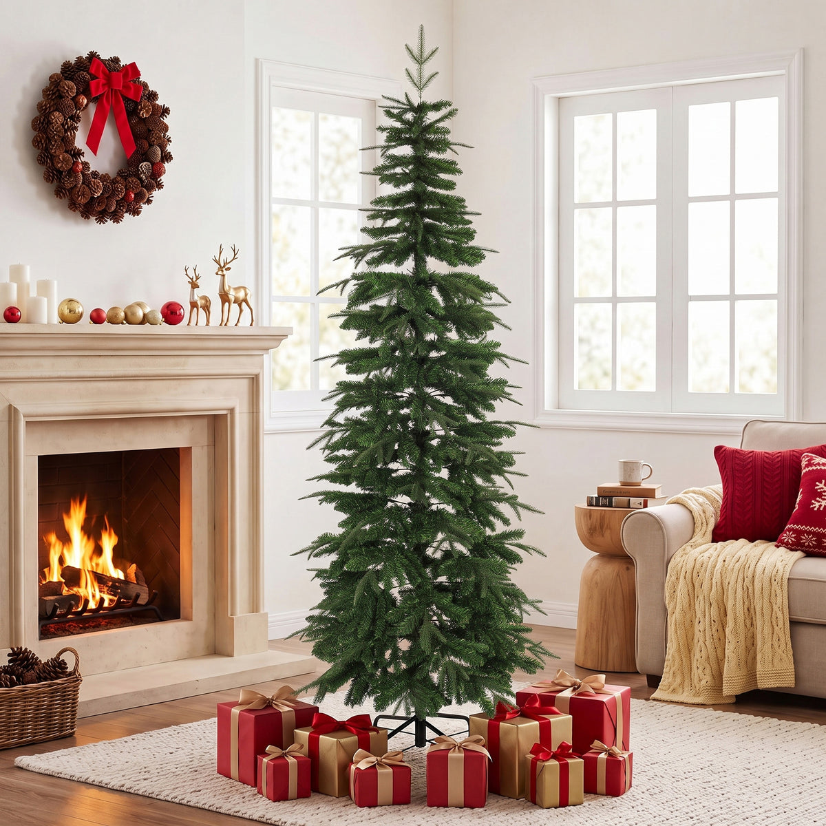 Künstlicher Weihnachtsbaum in Fichtenform, 210 cm