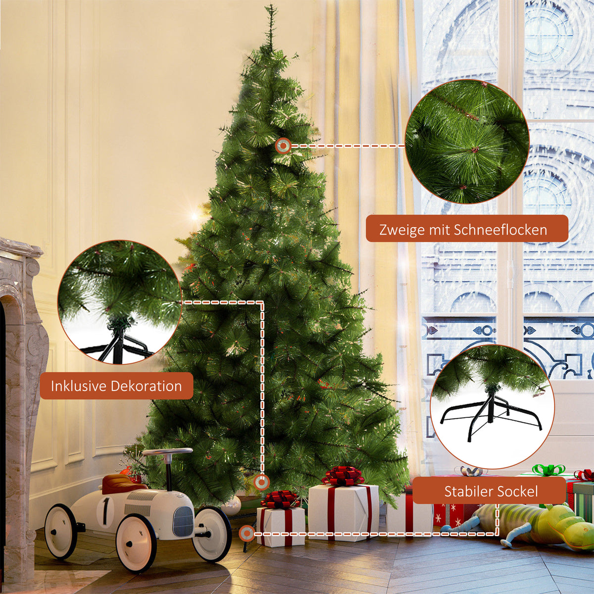 Künstlicher Weihnachtsbaum 210 cm mit 505 Spitzen
