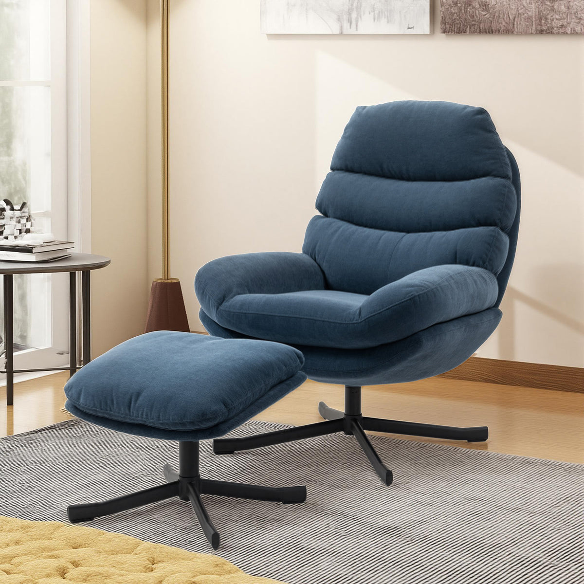 Relaxsessel mit Hocker und 360°-Drehfunktion