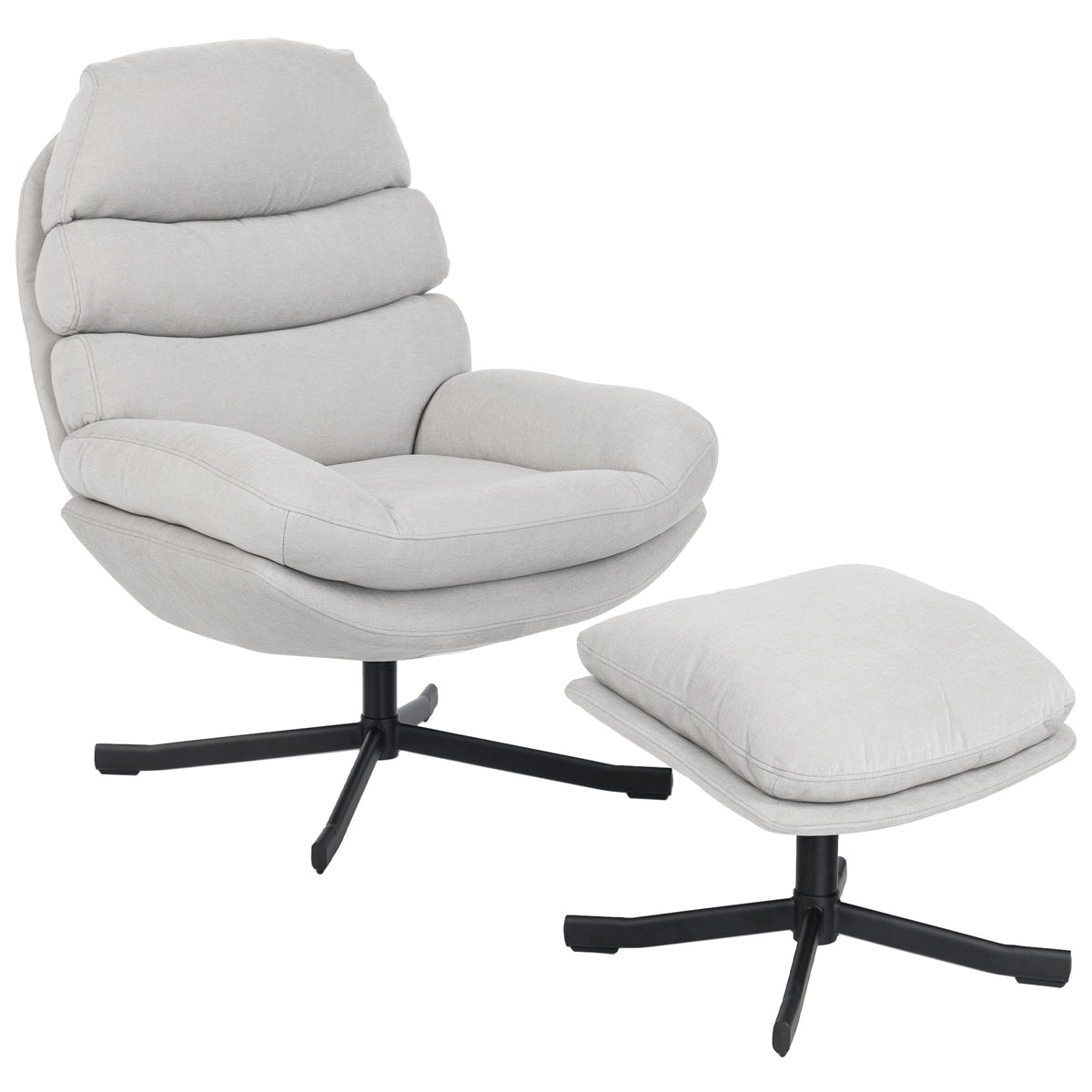 Relaxsessel mit Hocker und 360°-Drehfunktion