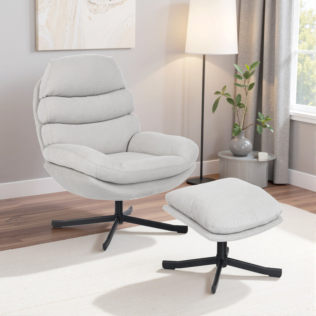 Relaxsessel mit Hocker und 360°-Drehfunktion
