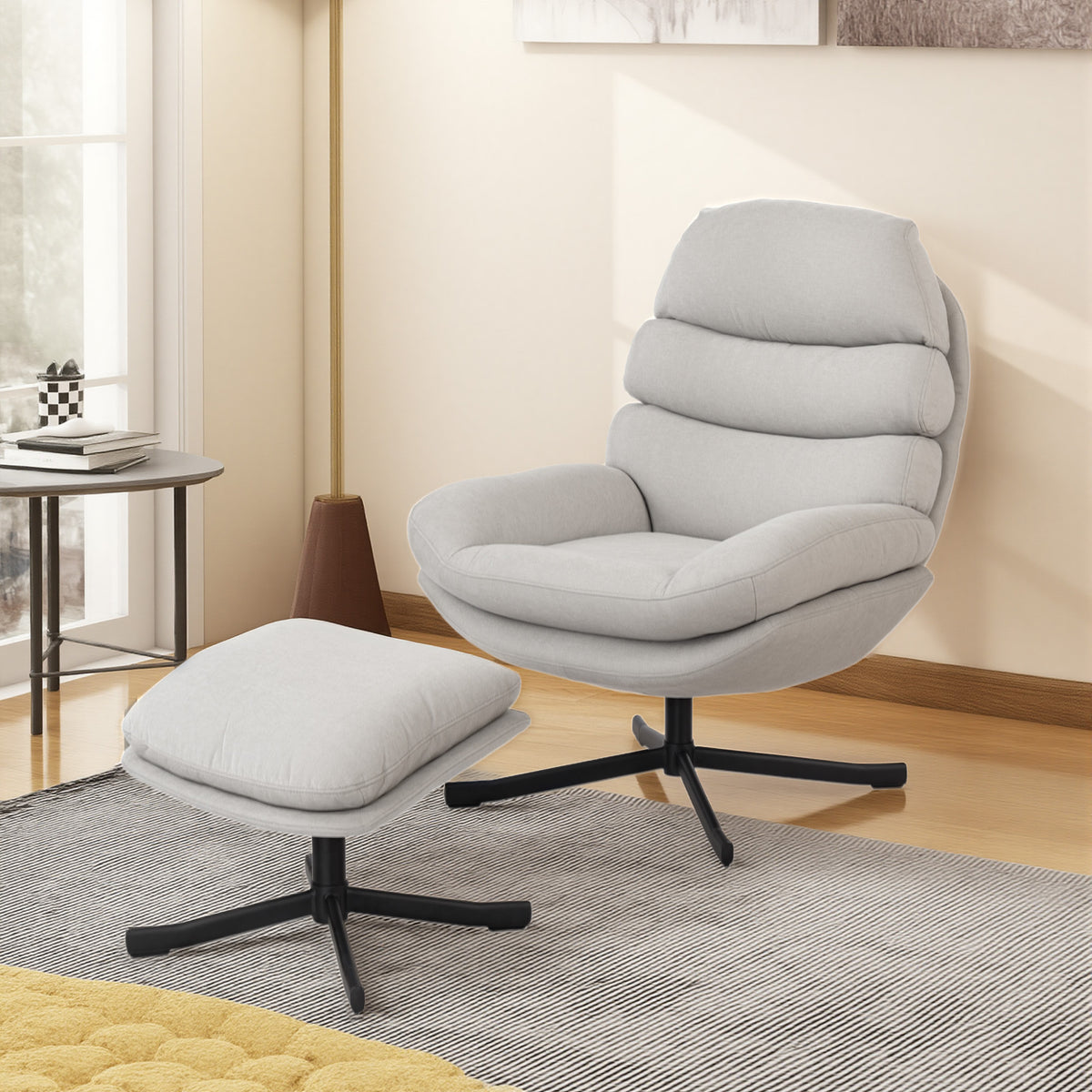 Relaxsessel mit Hocker und 360°-Drehfunktion