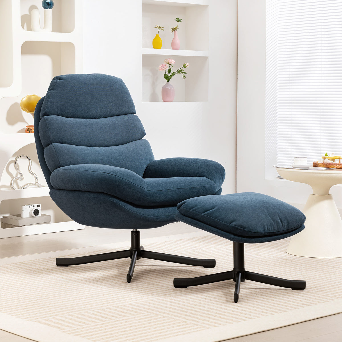 Relaxsessel mit Hocker und 360°-Drehfunktion