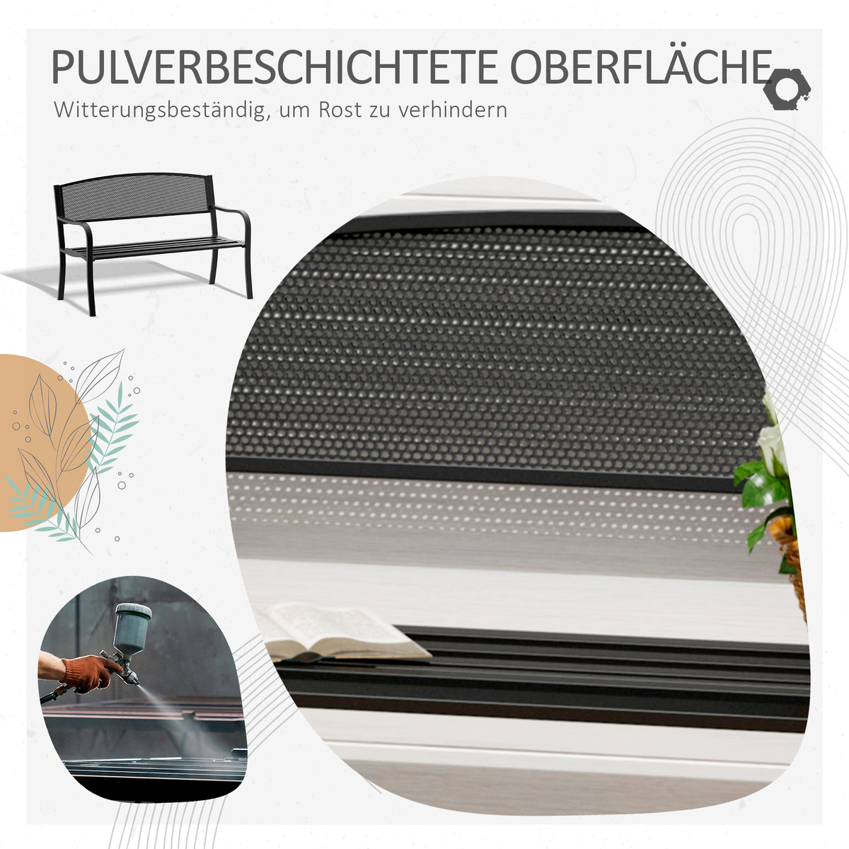 Gartenbank aus Stahl für zwei Personen