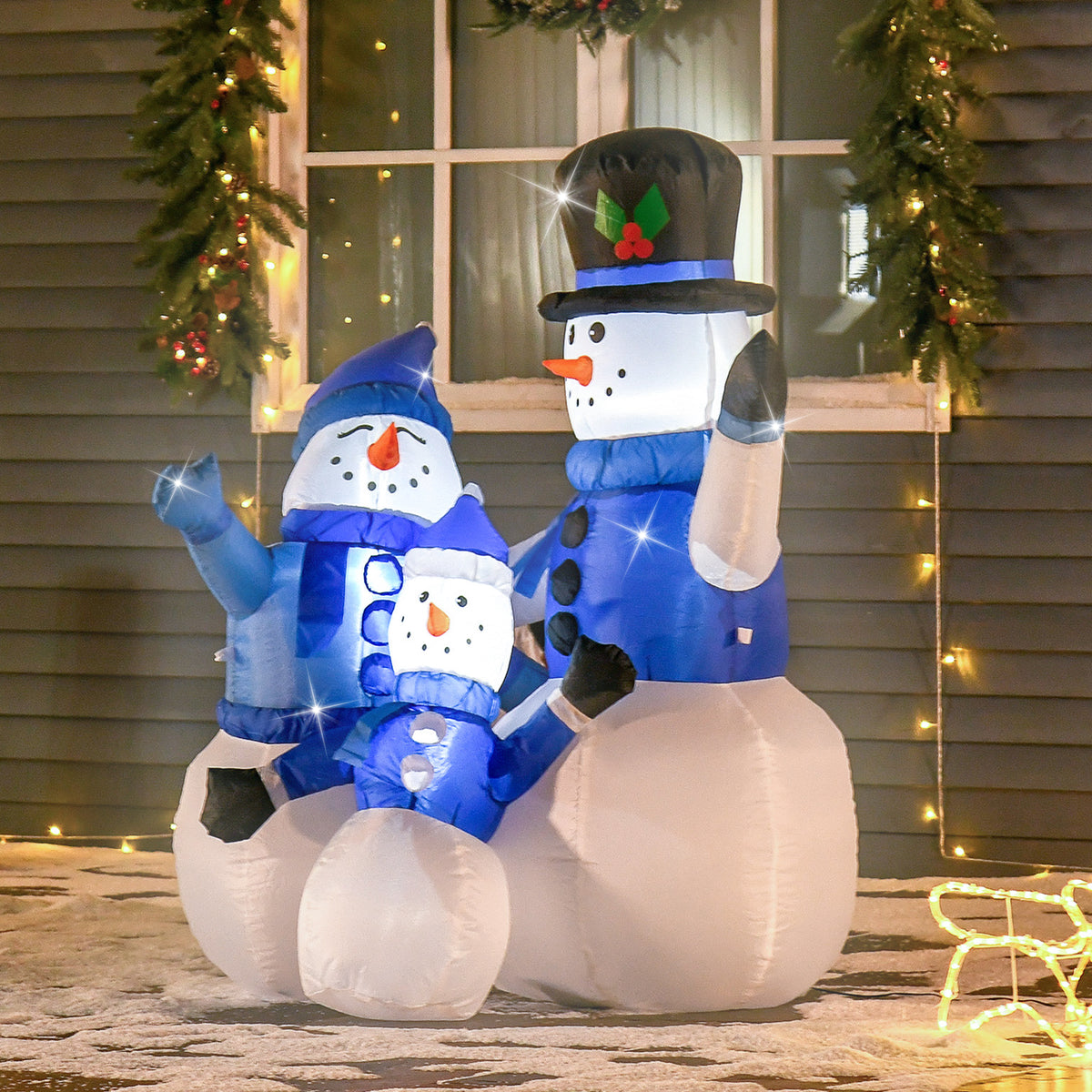 Aufblasbare Schneemannfamilie mit LED-Beleuchtung