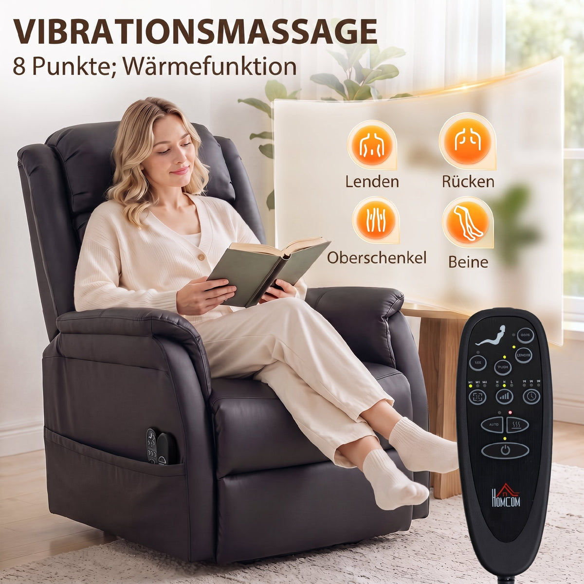 Elektrischer Aufstehsessel mit Massage und Wärme